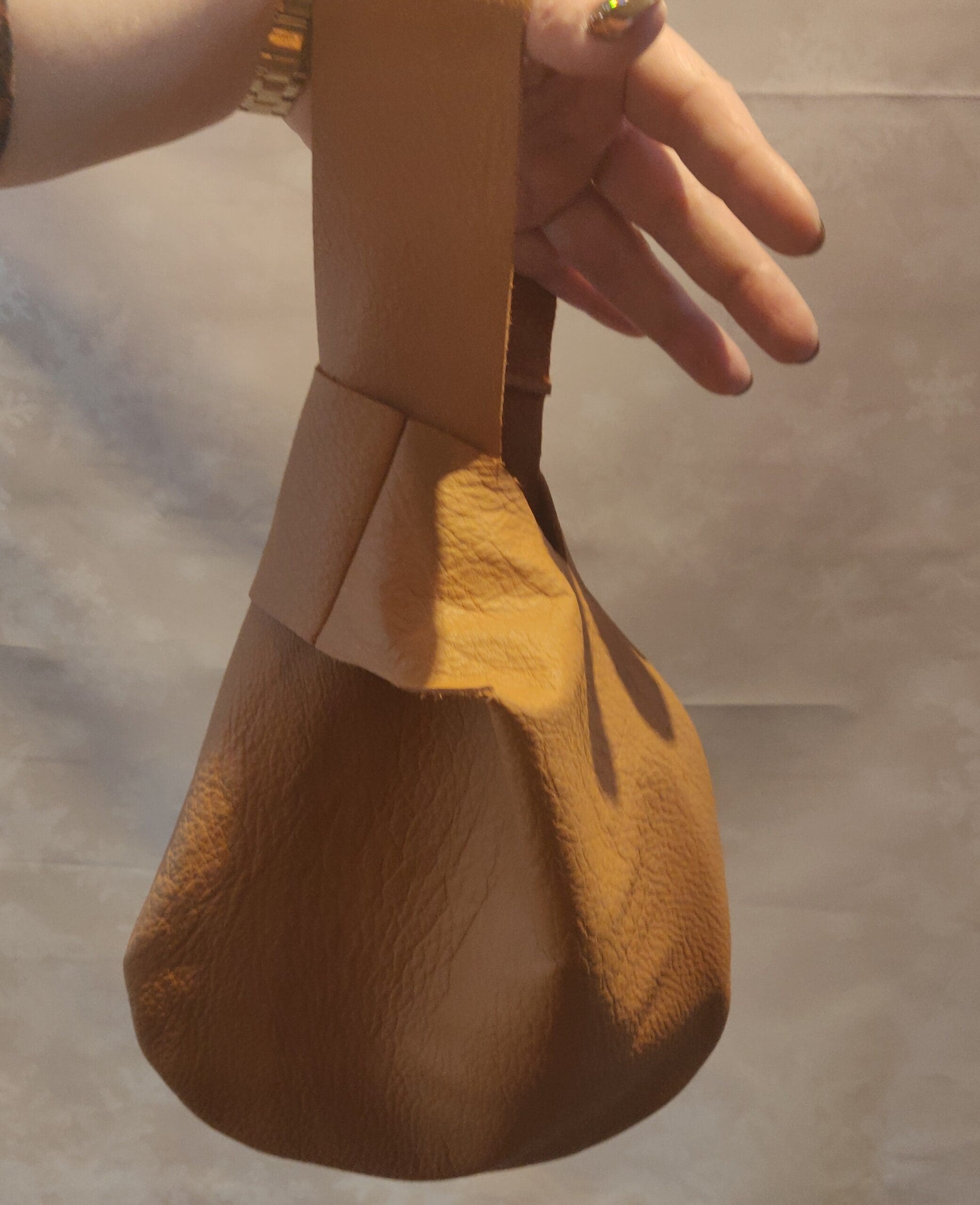 Mulepose i lyse brun læder - Billede 3