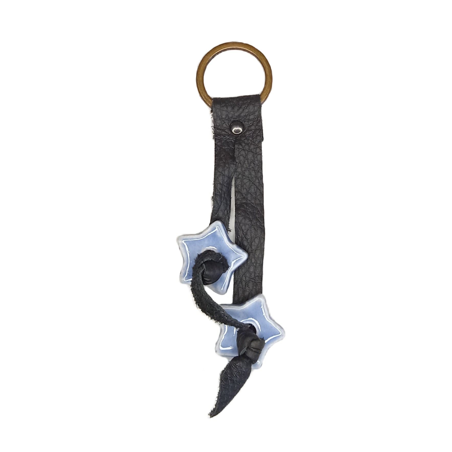Håndlavet nøglering med keramiske stjerner
