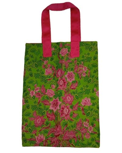 Flot grøn taske med blomster