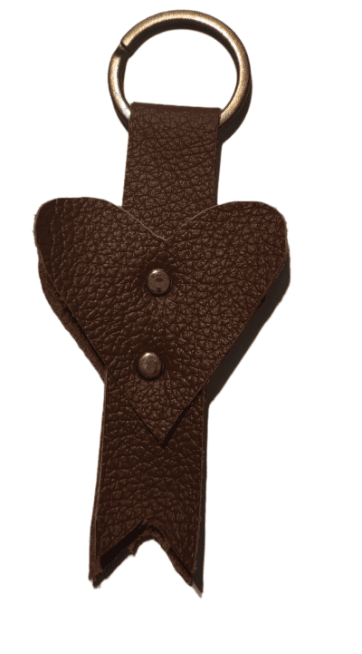 Hjerte Nøglering. brunt læder.