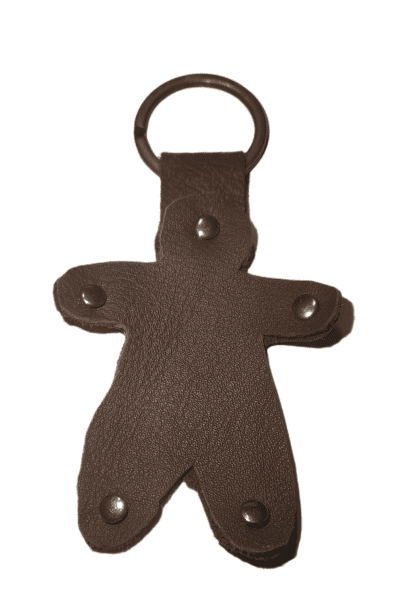 Hjerte Nøglering. Brunt læder.