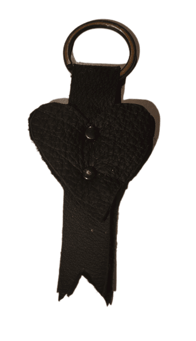 Hjerte Nøglering. Sort læder.